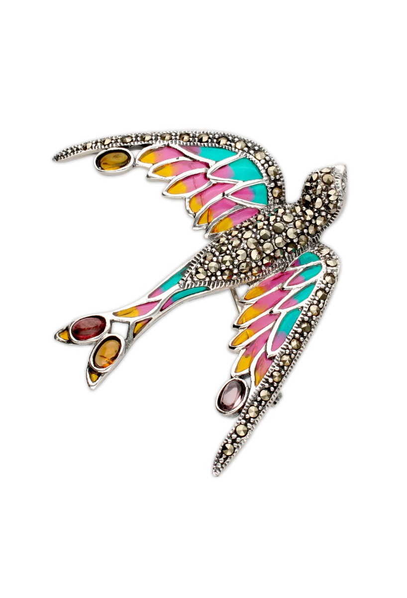 broche plata ley golondrina en el rubi joyeros fotografia frontal