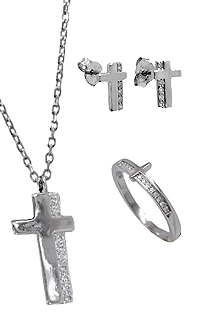 conjunto plata de ley motivo cruz latina pendientes sortija y gargantilla foto para web el rubi joyeros toma completa