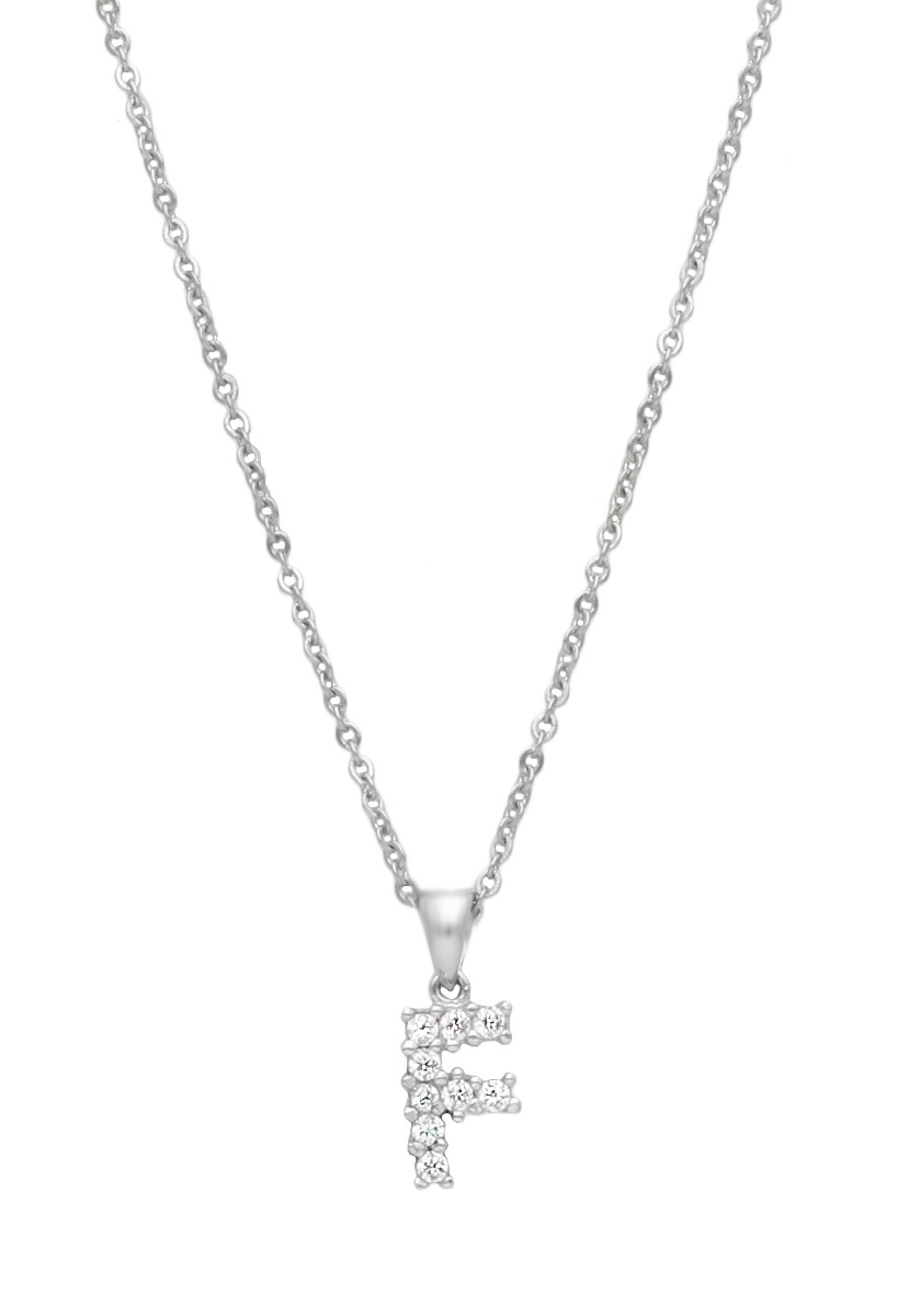 Gargantilla plata y acero con incial de circonitas 088_015236