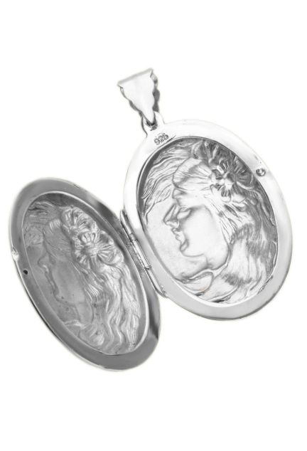 guardapelos plata de ley forma oval fotografia para web el rubi joyeros vista abierto