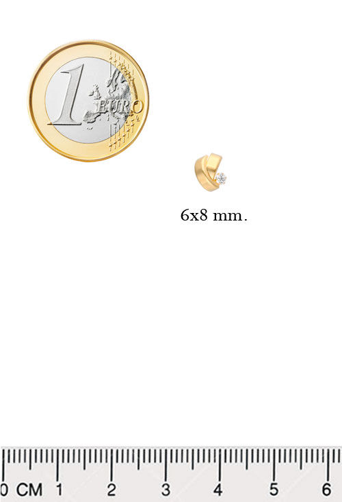 pendientes niña oro amarillo 18k en el rubi joyeros fotografia toma tamaño comparado