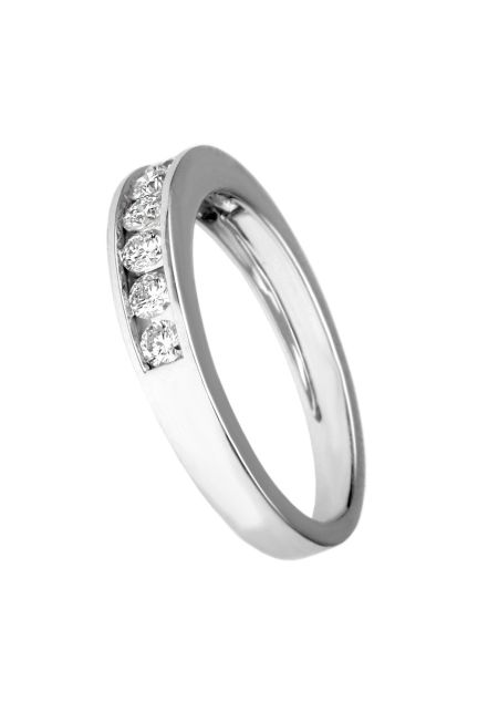 anillo compromiso oro y diamantes modelo carril 9 brillantes fotografia lateral