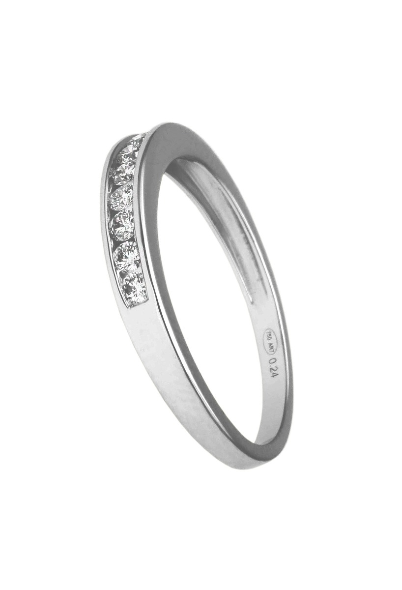 anillo compromiso oro blanco 18 kilates con 10 diamantes talla brillante modelo media alianza foto para la web de el rubi joyeros toma de lado