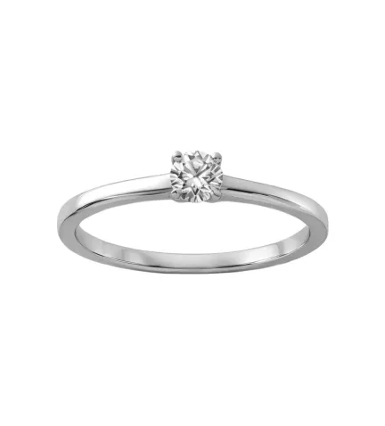 anillo de compromiso oro blanco con brillante garra 4 patas