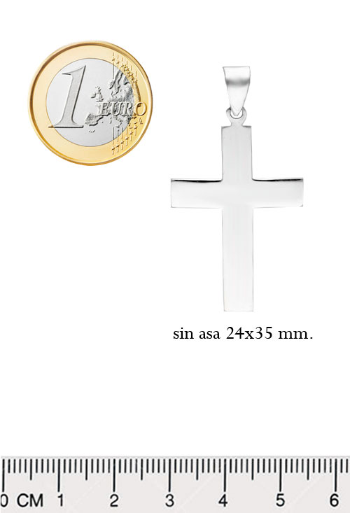 cruz plata chapa plana vista medidas comparadas fotografia para web el rubi joyeros
