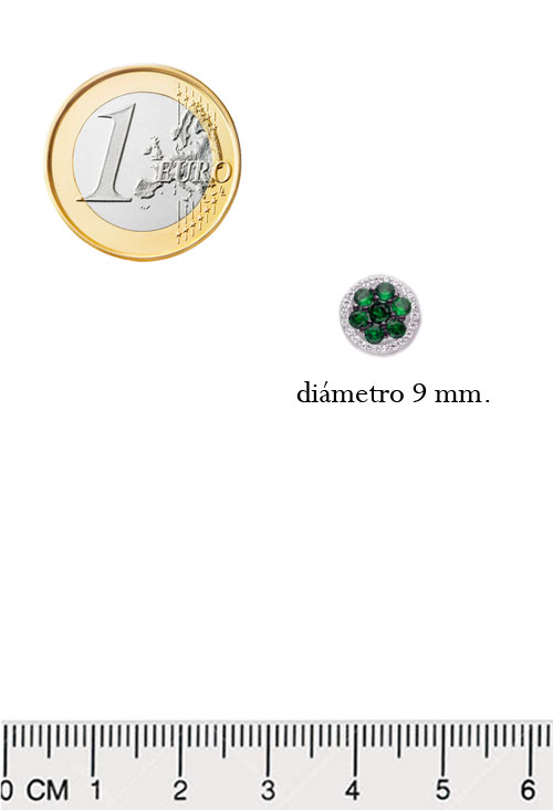 pendientes plata ley con circonitas verdes color esmeralda y orla de circonitas blancas foto para web el rubi joyeros toma tamaño comparado