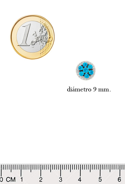 pendientes de plata con circonitas tipo orla con piedras azules fotografia tamaño comparado con un euro para web el rubi joyeros