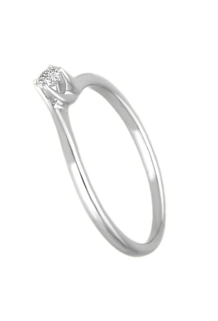 anillo de compromiso oro blanco 18 kilates con diamante talla brillante engastado en garra sobre brazo cruzado foto para web joyeria online el rubi joyeros toma lateral