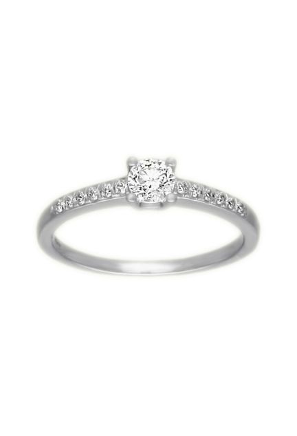 anillo compromiso oro blanco 18 kilates con diamantes, modelo hibrido fotografia para la parrilla de la web de el rubi joyeros toma frontal