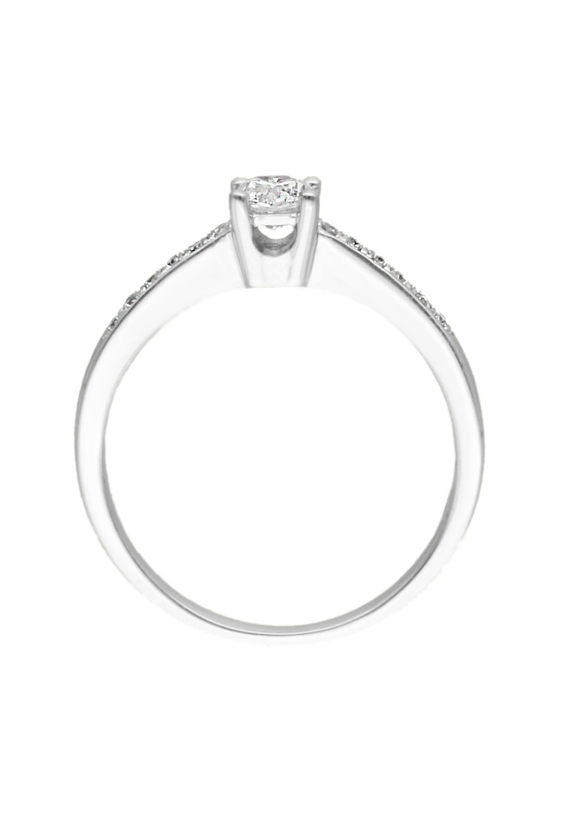 anillo compromiso oro blanco 18 kilates con diamantes, modelo hibrido fotografia para la parrilla de la web de el rubi joyeros toma cenital