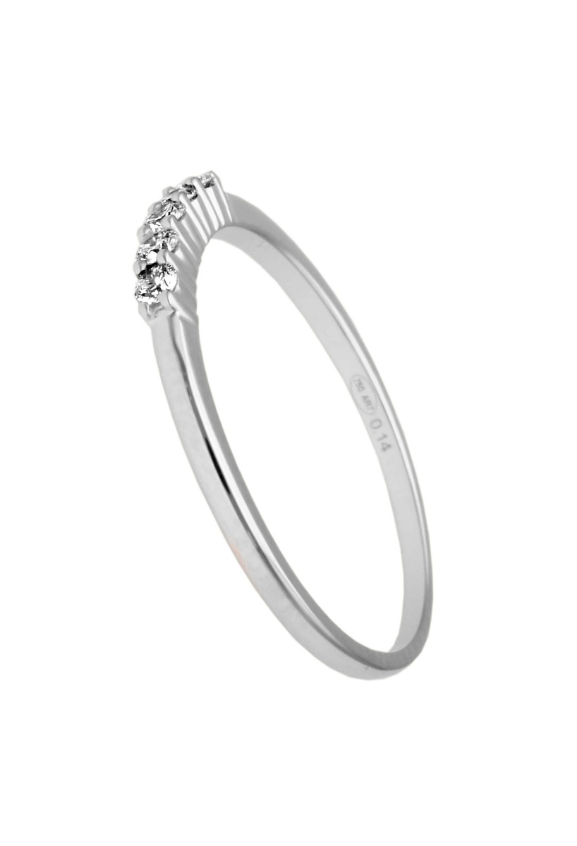 anillo compromiso media alianza oro blanco 18k y diamantes modelo cintillo foto lateral para la joyeria online el rubi joyeros