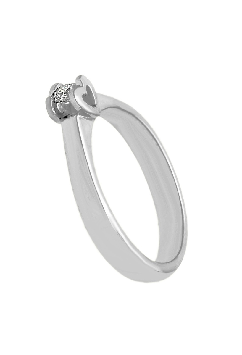 anillo de compromiso oro blanco 18 kilates con diamante engastado en garra corazon fotografia toma lateral para parrilla web