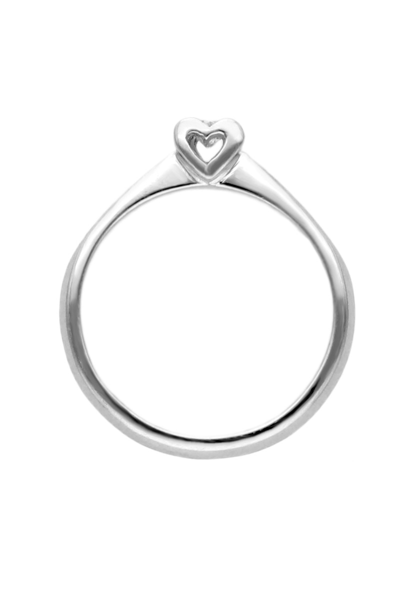 anillo de compromiso oro blanco 18 kilates con diamante engastado en garra corazon fotografia toma cenital para parrilla web