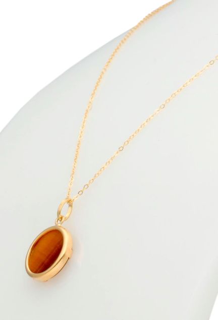 gargantilla oro amarillo 18 ktes y colgante biselado ojo tigre para vender en joyeria online el rubi joyeros foto lateral