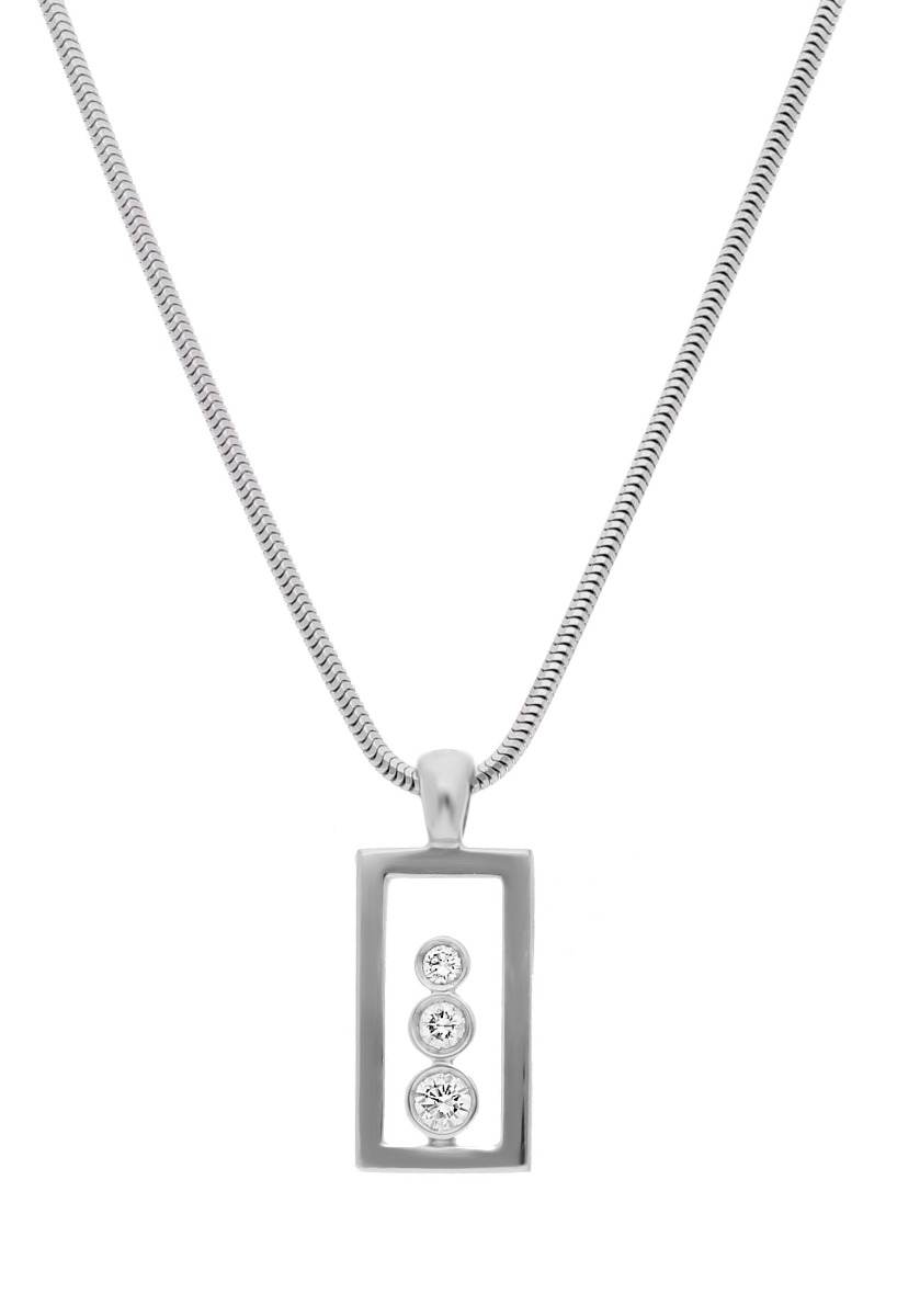 Gargantilla oro blanco 18 kilates con 3 diamantes disminucion motivo rectangular fotografia para parrilla web toma frontal