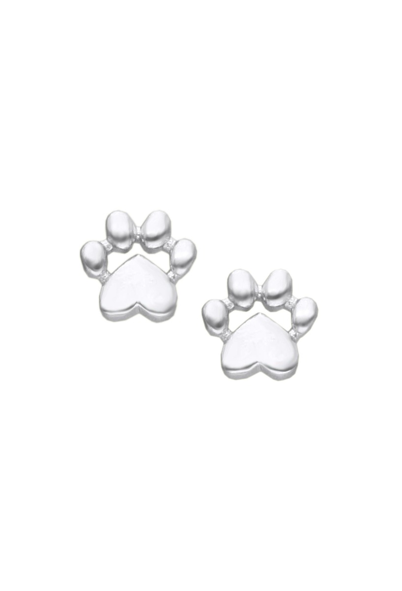 huella de perro pendientes plata de ley almohadilla forma corazon foto frontal
