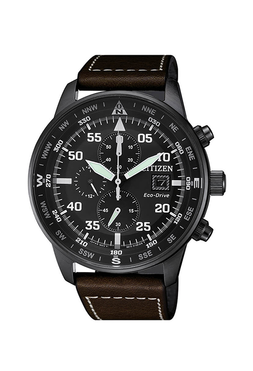 Reloj cronógrafo Citizen Eco-Drive con caja y correa de piel CA0695-17E