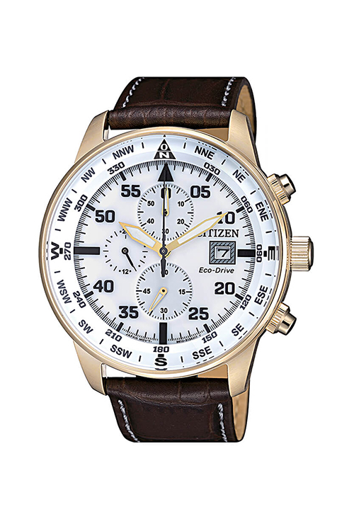 Reloj cronógrafo Citizen Eco-Drive con caja y correa de piel CA0693-12A