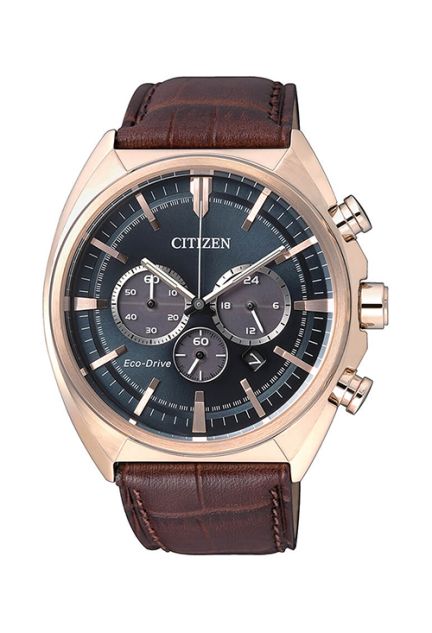 Reloj Citizen cronógrafo Eco-Drive con caja en acero chapado y correa de piel CA4283-04L