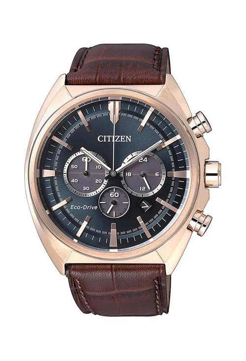 Reloj Citizen cronógrafo Eco-Drive con caja en acero chapado y correa de piel CA4283-04L
