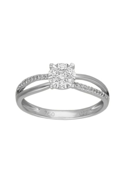 sortija pedida oro blanco 18 kilates con diamantes brazo trenzado con roseta engaste invisible fotografía frontal para parrilla web