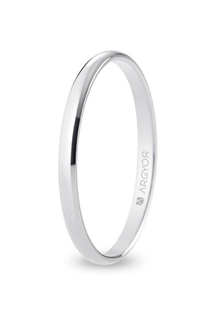 Alianza de boda clásica de oro blanco media caña Argyor de 2.00 mm B20RP00
