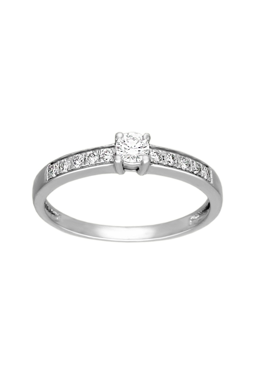 anillo de compromiso oro blanco 18 kilates con diamantes peso total 0,30 quilates fotografia frontal para parrilla web joyeria online el rubi joyeros
