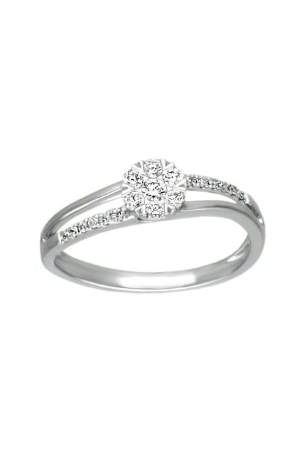 anillo compromiso sortija oro blanco 18 kilates con diamantes orla en brazo doble foto para web el rubi joyeros toma principal