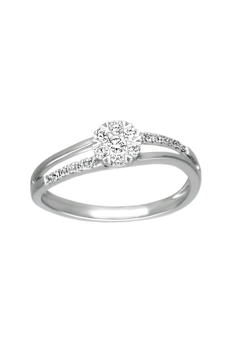 anillo compromiso sortija oro blanco 18 kilates con diamantes orla en brazo doble foto para web el rubi joyeros toma principal