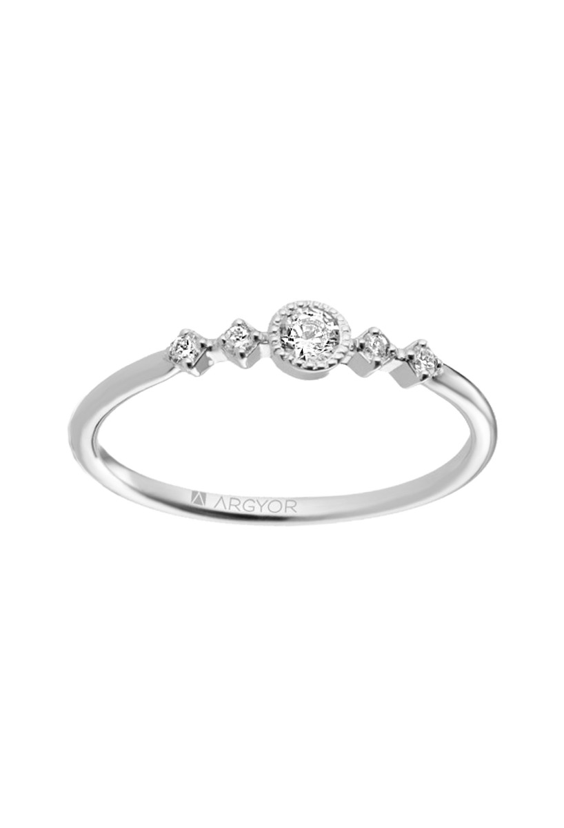 Anillo compromiso oro blanco 18k y 5 diamantes 045_74B0084