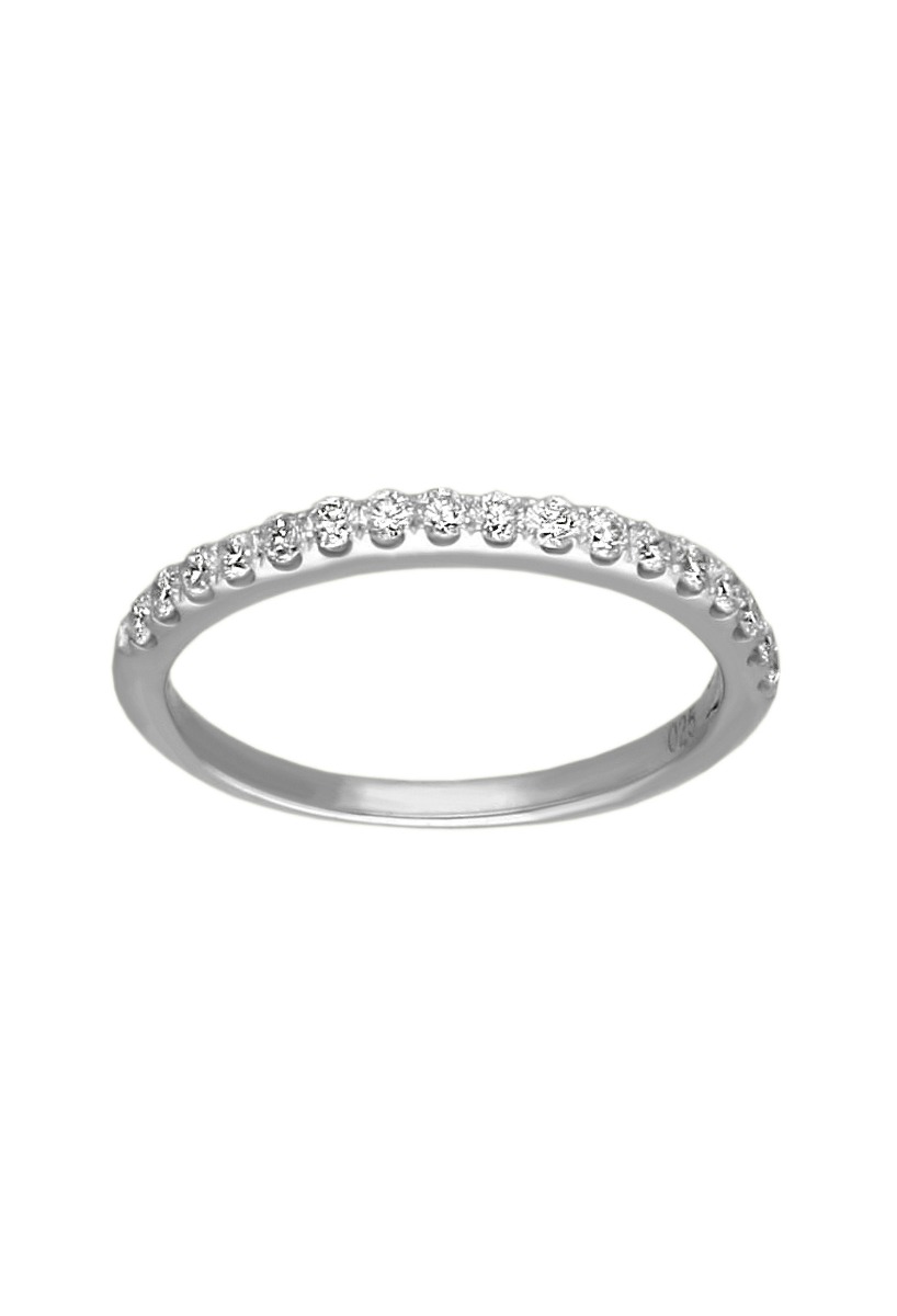 anillo compromiso oro blanco y diamantes media alianza foto frontal para poner en joyeria online el rubi joyeros