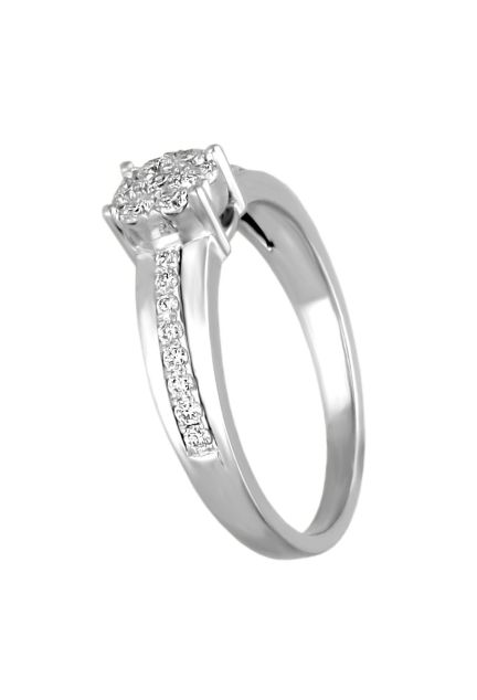 anillo compromiso oro blanco con diamantes roseta orla siete diamantes engaste invisible en brazo con galería fotografía lateral para web el rubi joyeros