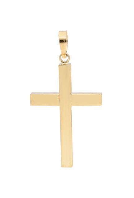 cruz oro amarillo 18 kilates chanela cuadrada frontal liso foto para parrilla de joyeria online toma frontal.