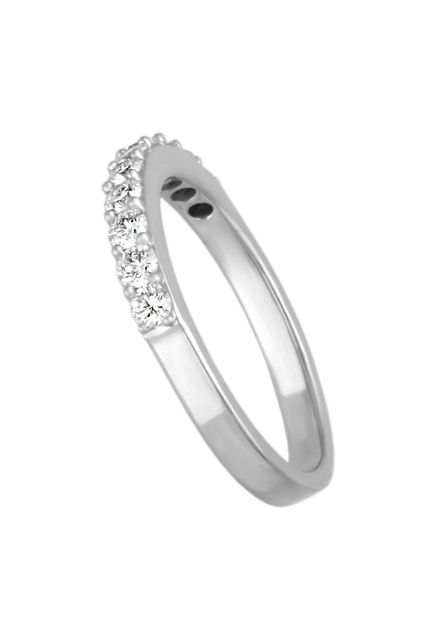 anillo compromiso media alianza oro blanco con 14 diamantes foto lateral