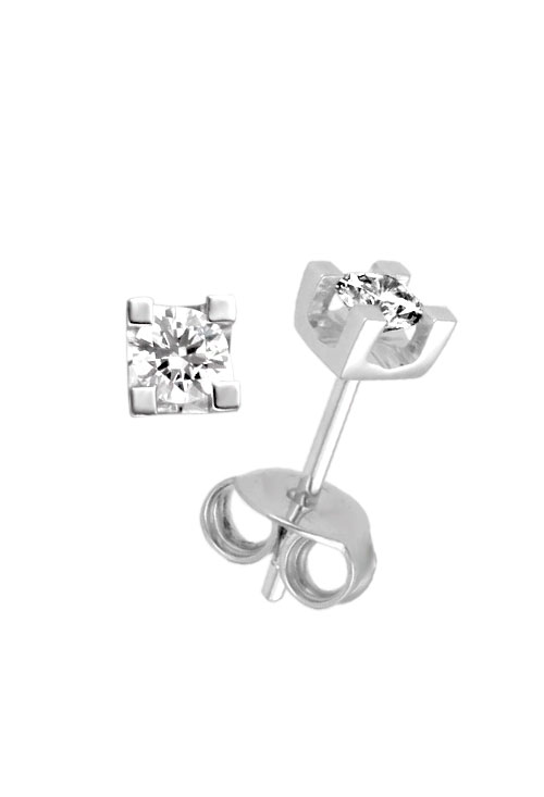 pendientes de garra oro blanco 18 kilates con diamantes talla brillante sistemas de presion vista lateral foto para web el rubi