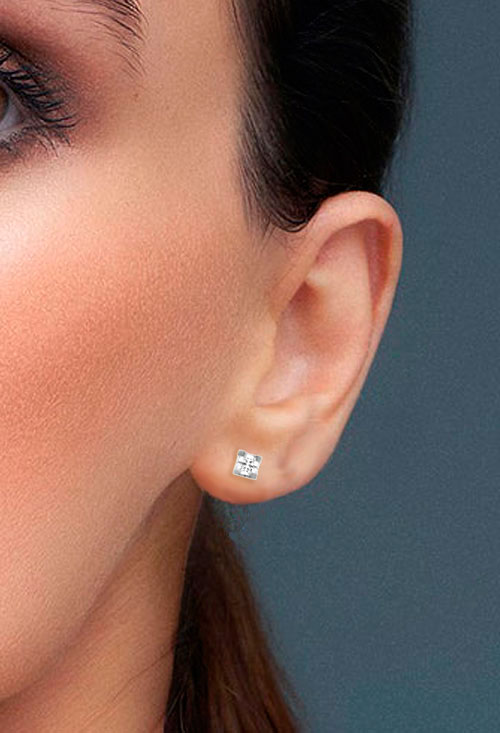 pendientes de oro blanco 18 kilates con diamantes engastados en garra de cuatro patas foto modelo para joyeria online el rubi joyeros