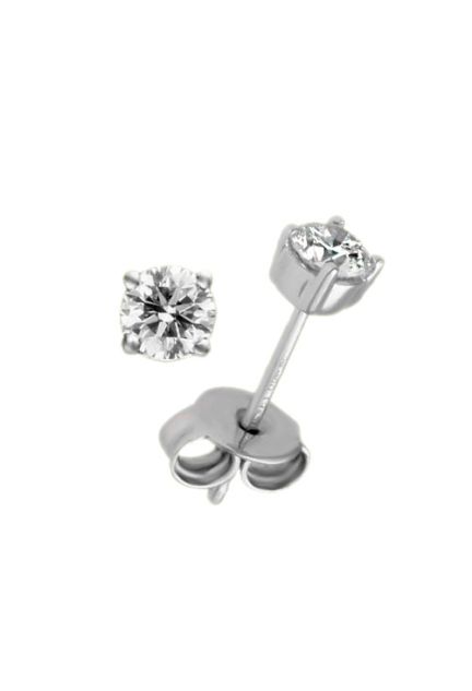 pendientes de oro blanco 18 kilates con diamantes talla brillante engastados en garra fotografia lateral para exhibición en web de el rubi joyeros