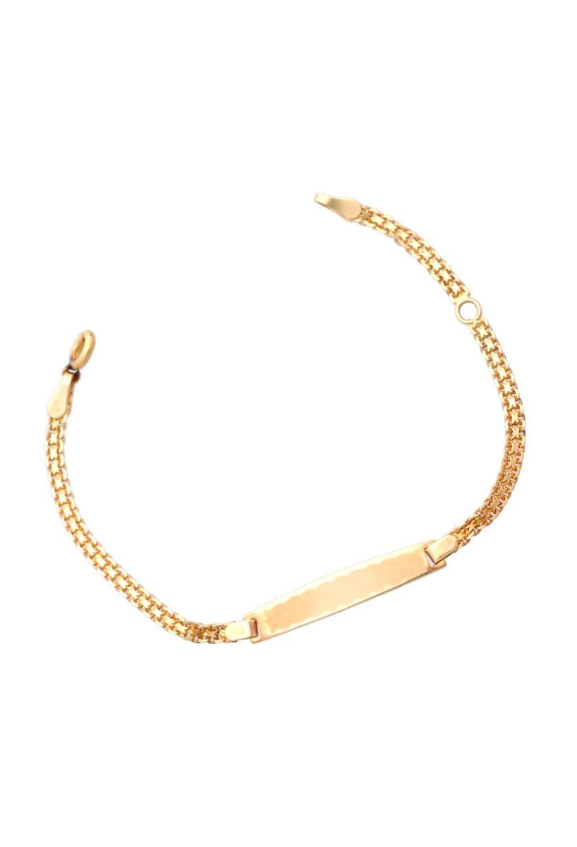 pulsera de oro para bebe tipo esclava fotografia para web el rubi joyeros toma frontal