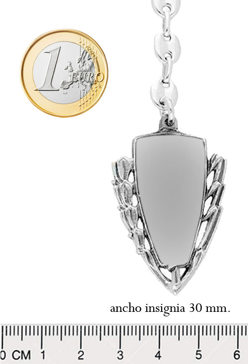 llavero plata carrera profesional fotografia con medida comparada con un euro