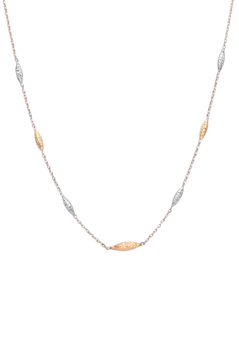 gargantilla oro bicolor blanco y amarillo 18 kilates cadena con entrepiezas y cierre de seguridad fotografia para parrilla web el rubi joyeros toma uno