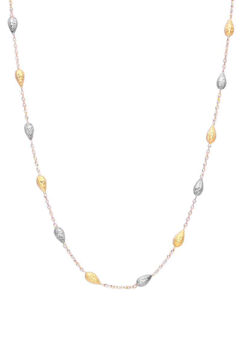 gargantilla entrepiezas oro tricolor rosa blanco y amarillo entrepiezas forma pera acabado martele fotografia principal