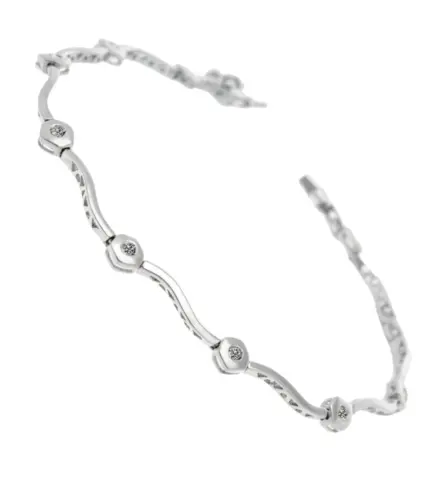 pulsera de oro blanco 18 ktes con chatones hexagonales de brillantes 231_W788B