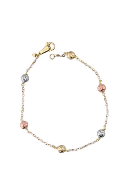 pulsera oro tricolor rosa blanco y amarillo entrepiezas bolas en cadena bicolor foto principal para joyeria online el rubi joyeros