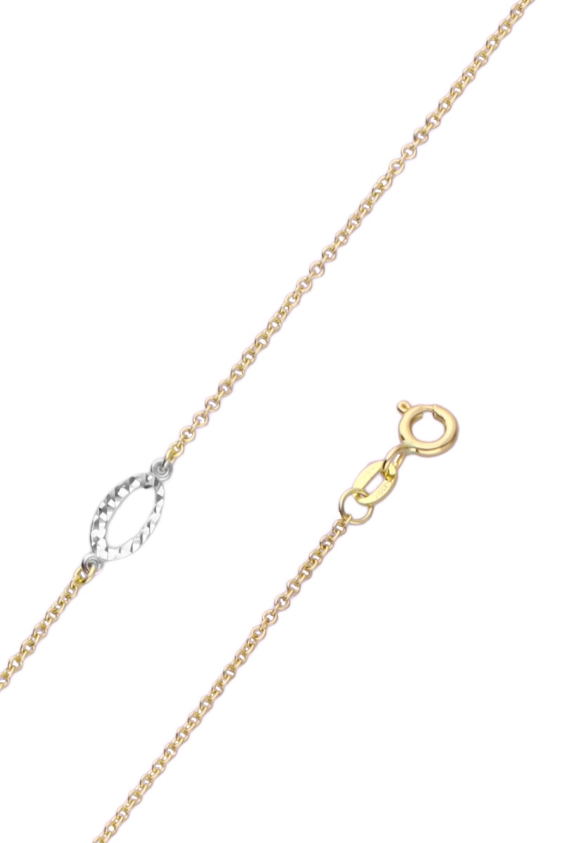 pulsera oro bicolor 18 kilates eslabones rolo con motivo central forma ojival foto detalle aumentado para web el rubi joyeros