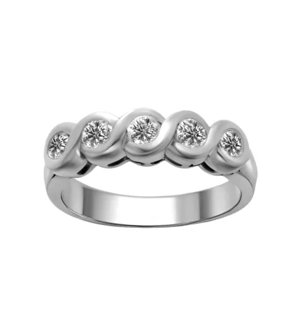 anillo media alianza oro blanco 18k con brillantes