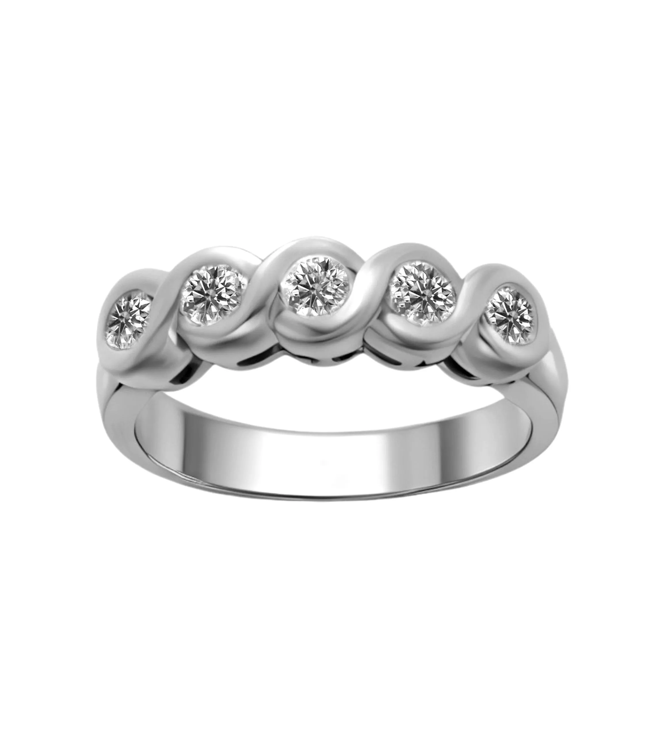 anillo media alianza oro blanco 18k con brillantes