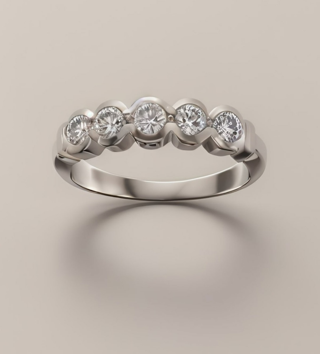 anillo compromiso oro blanco 18 kilates modelo cintillo chatones hexagonales fotografia para exponer en la web de el rubi joyeros renderizada