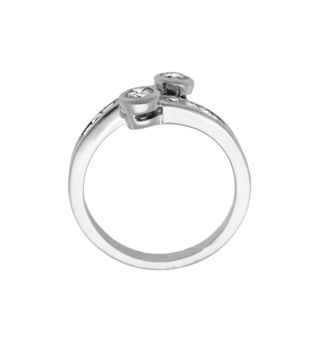 anillo compromiso oro blanco 18 ktes modelo tu y yo con diamantes talla brillante y talla princesa vista cenital para web