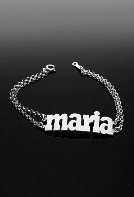 pulsera de plata nombre maria a precio outlet de ocasion foto sin recortar fondo negro