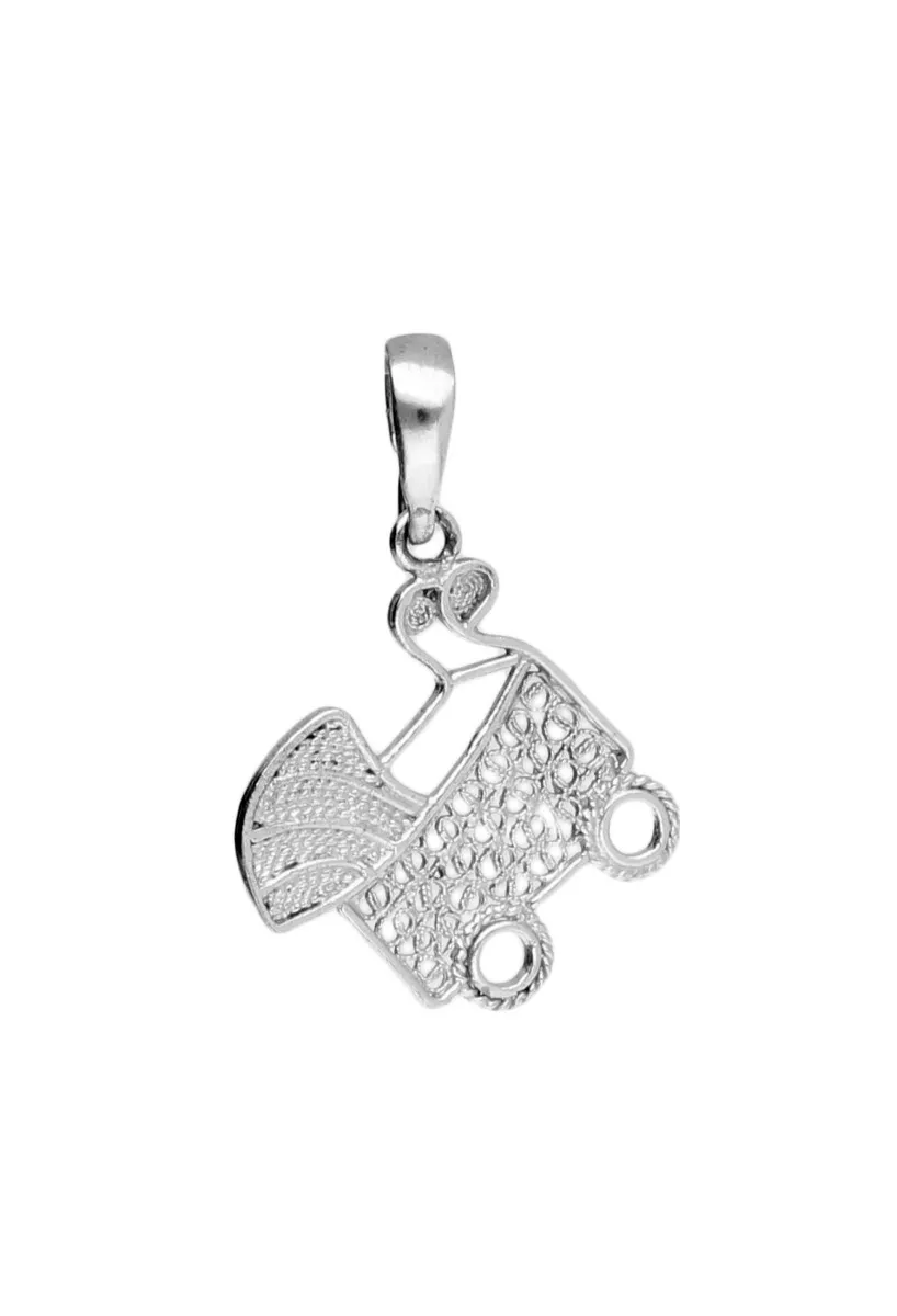 Charm en plata ley con forma de cochecito de bebé 022_F-COCHECITO